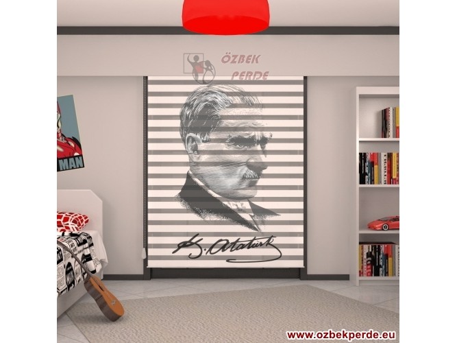 Atatürk İmzalı Zebra Perdesi